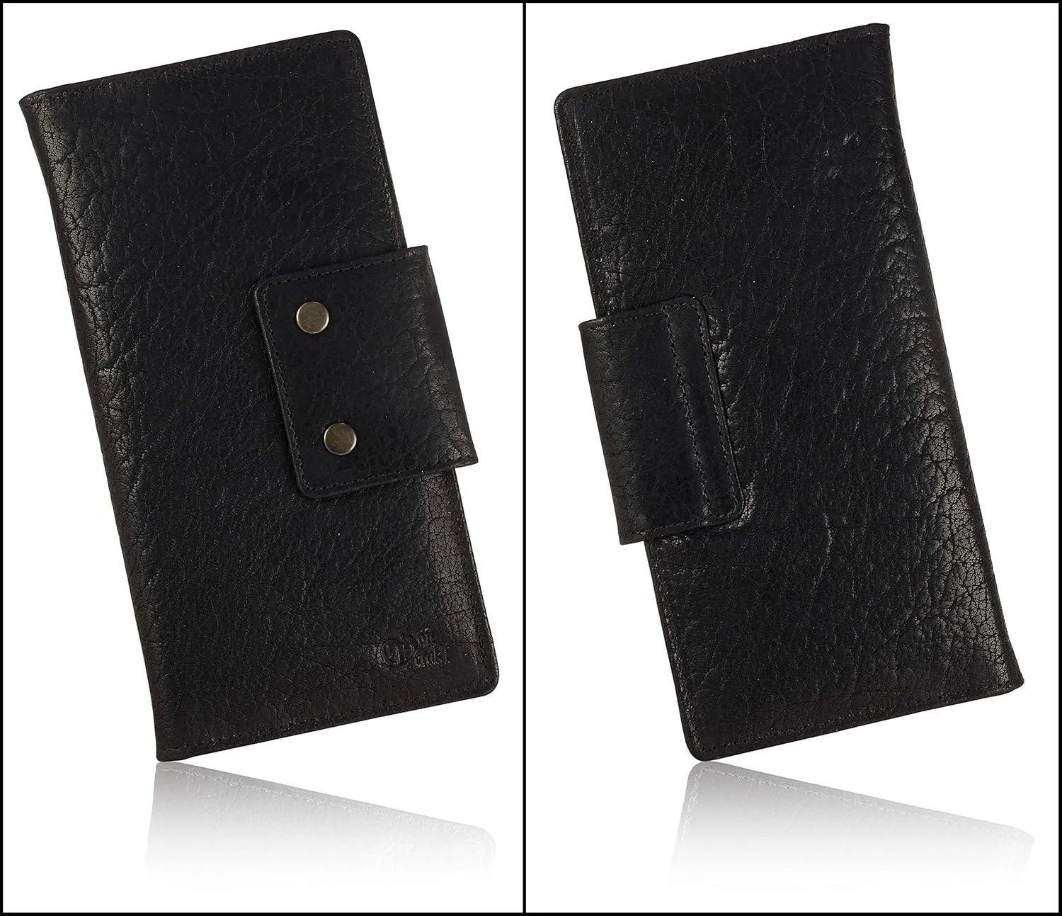 Genuine Leather RFID Blocking Long Wallet – Vintage Bifold for Men by Mou Meraki (BUBBLES BLACK)