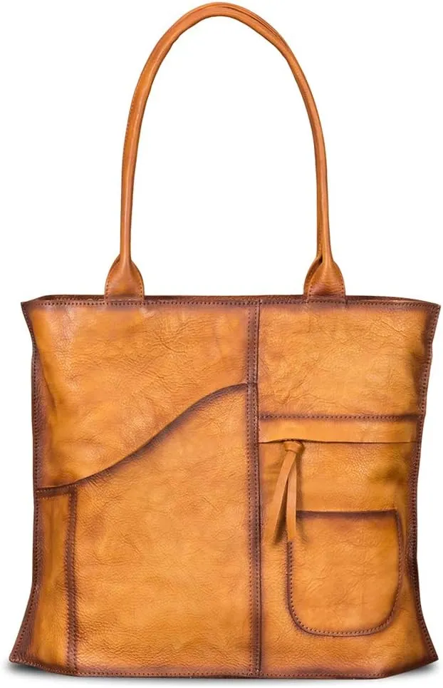 Genuine Leather Shoulder Bag Tote Bag for Women Vintage Real Leather Purses and Handbags Top Handle Satchel Bag