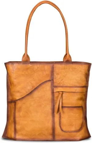 Genuine Leather Shoulder Bag Tote Bag for Women Vintage Real Leather Purses and Handbags Top Handle Satchel Bag