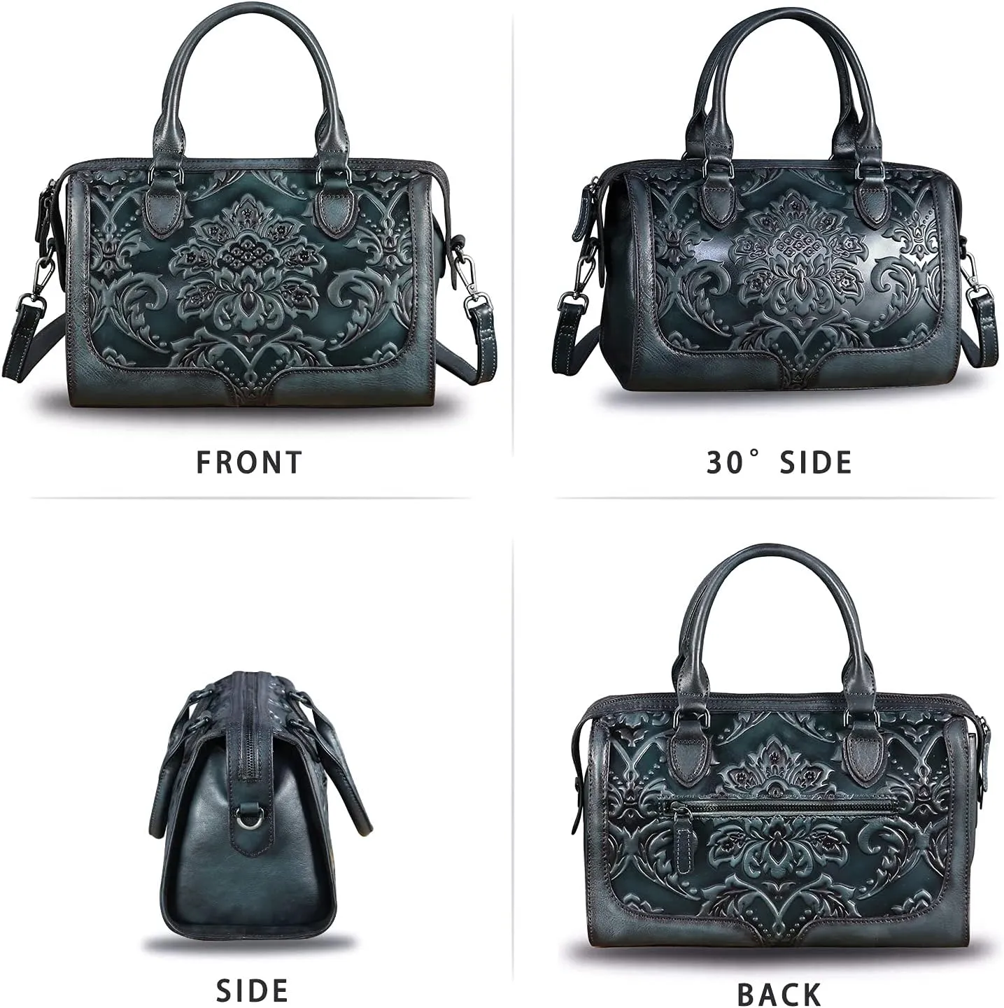 Genuine Leather Top Handle Handbag for Women Handmade Vintage Satchel Retro Cowhide Crossbody Handbags Purse Hobo Bags