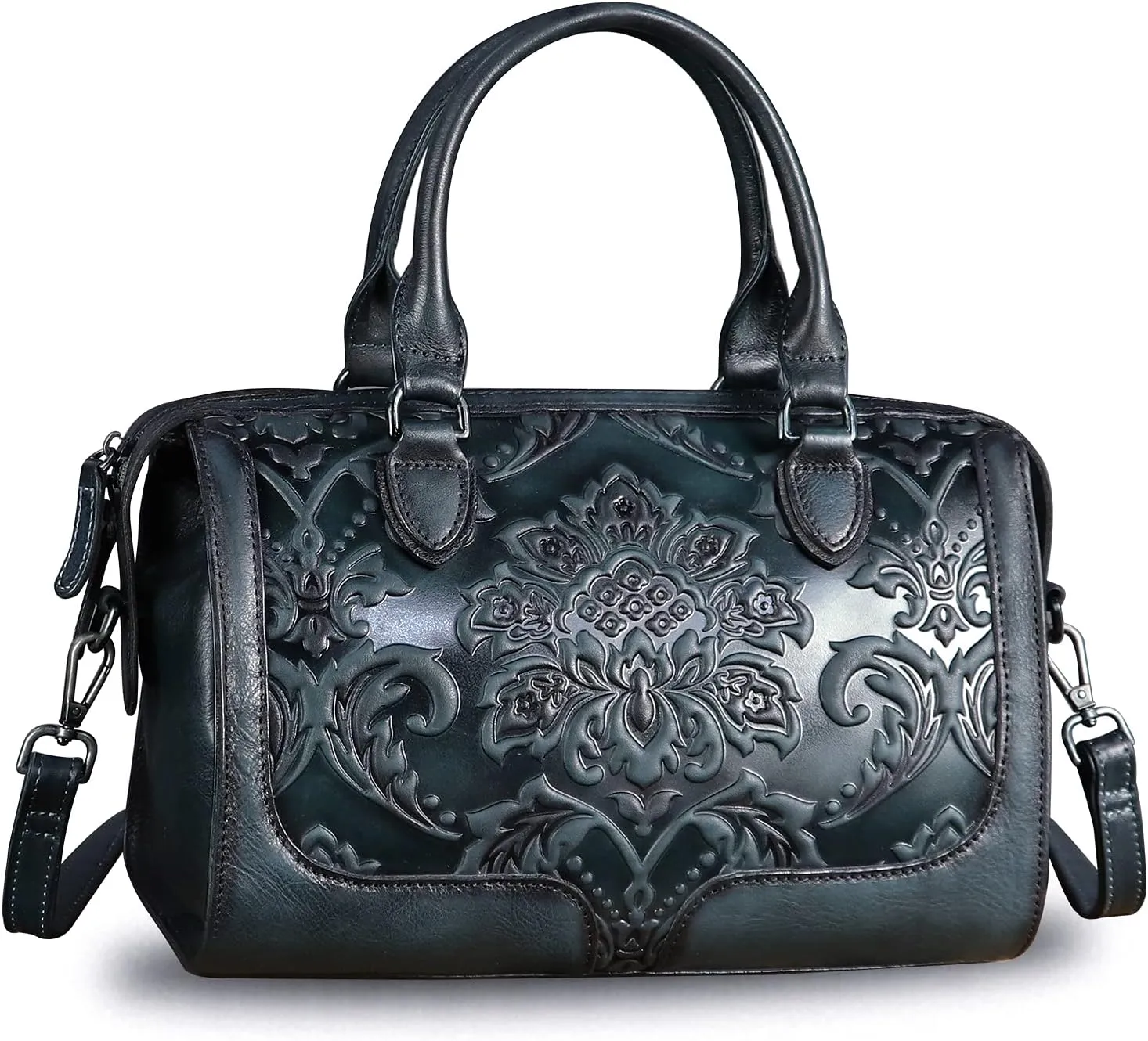 Genuine Leather Top Handle Handbag for Women Handmade Vintage Satchel Retro Cowhide Crossbody Handbags Purse Hobo Bags