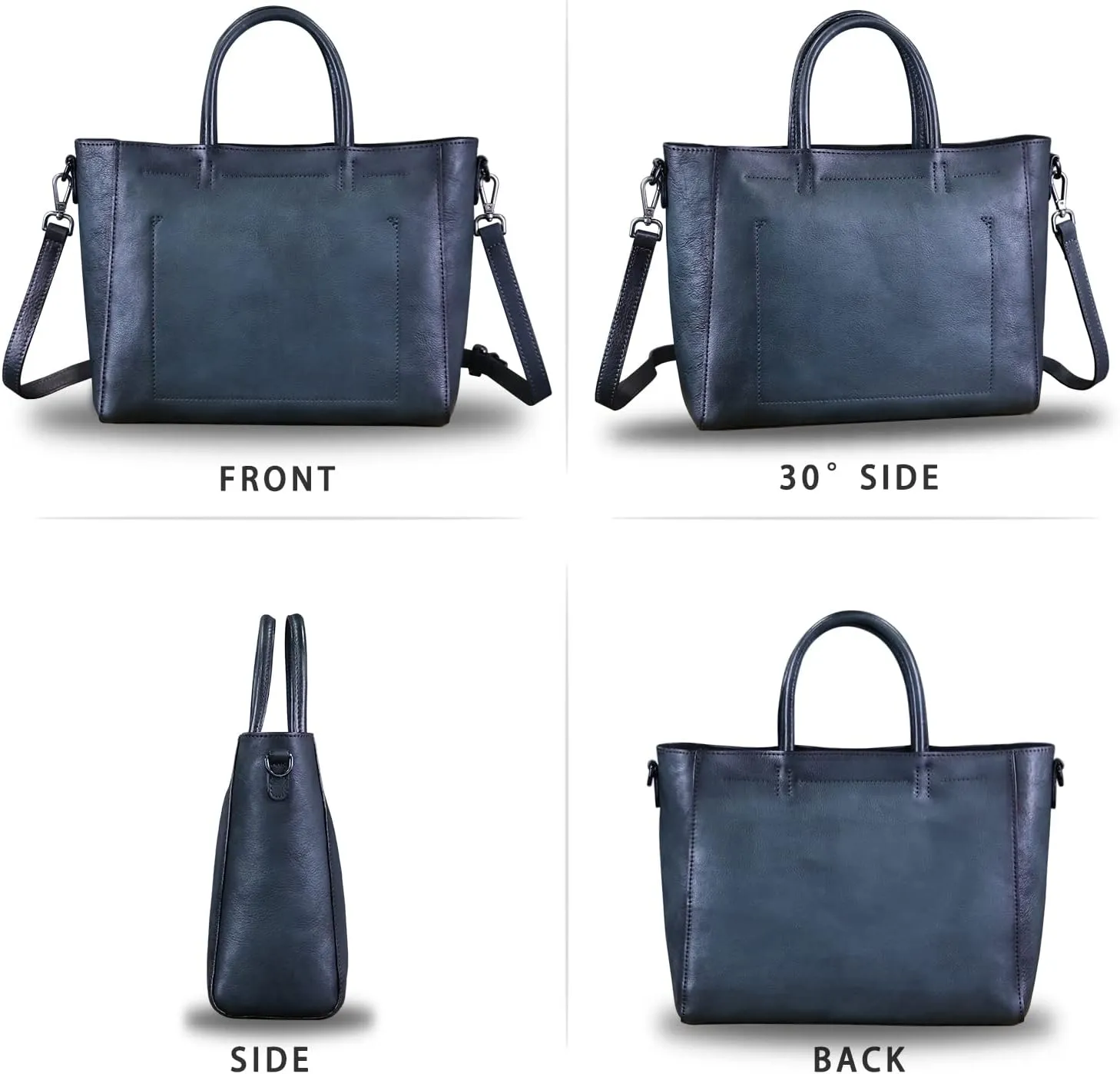 Genuine Leather Top Handle Handbag for Women Retro Satchel Vintage Cowhide Handmade Crossbody Handbags Purse Hobo Bag
