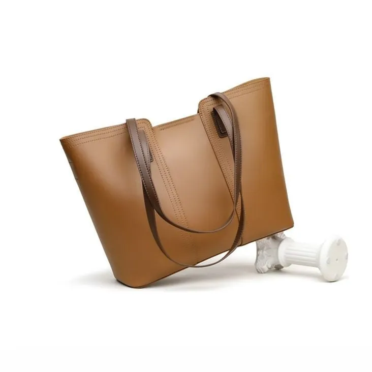 Genuine Leather Tote Bag – Large, Stylish & Lightweight Shopper Handbag