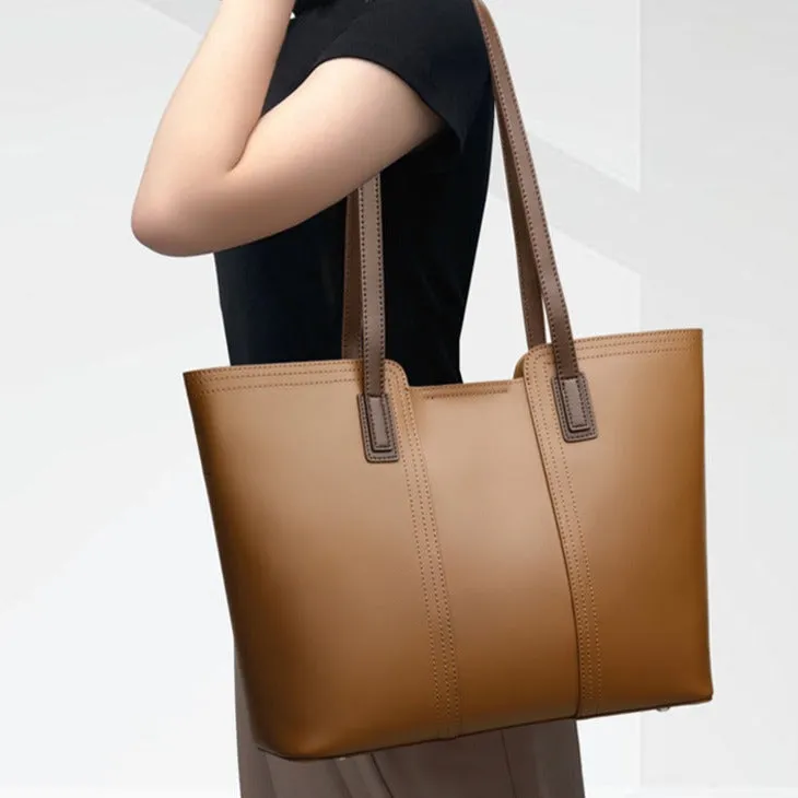 Genuine Leather Tote Bag – Large, Stylish & Lightweight Shopper Handbag