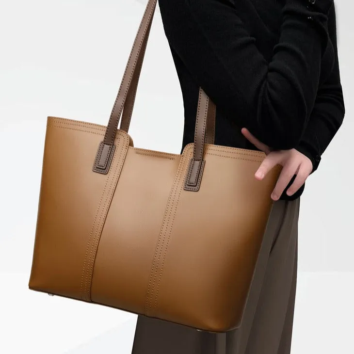 Genuine Leather Tote Bag – Large, Stylish & Lightweight Shopper Handbag