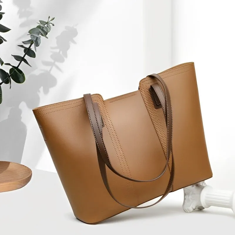 Genuine Leather Tote Bag – Large, Stylish & Lightweight Shopper Handbag