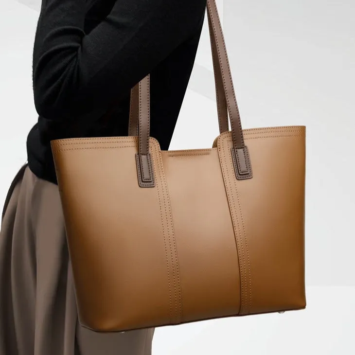 Genuine Leather Tote Bag – Large, Stylish & Lightweight Shopper Handbag