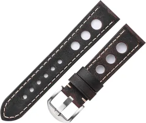 Genuine Leather Watch Strap Three Holes Breathable Soft Watch Band Strap with Buckle Cowhide Watch Belt Vintage Brown