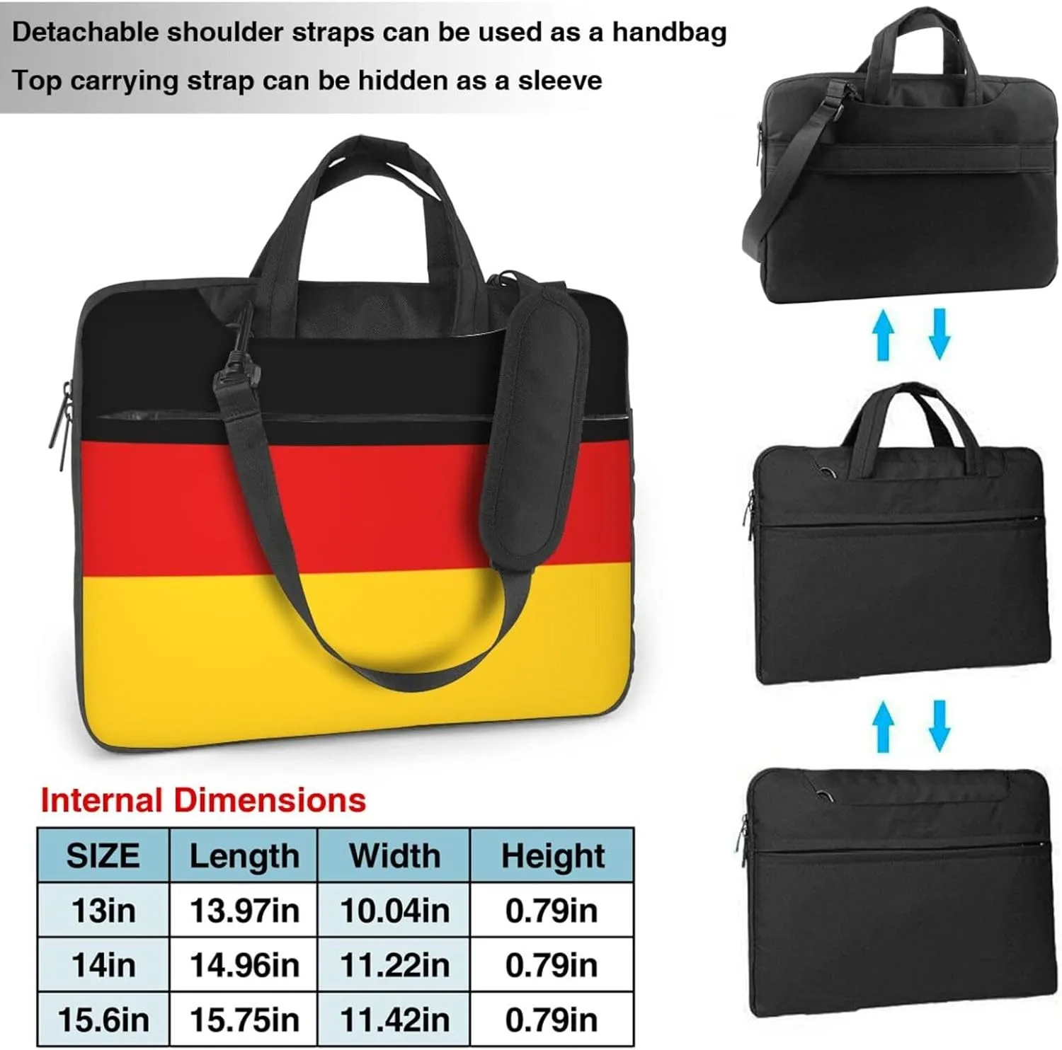 German flag Print Trendy Oxford Cloth Laptop Bag - Versatile Laptop Case,Messenger Bag, Shoulder Bag