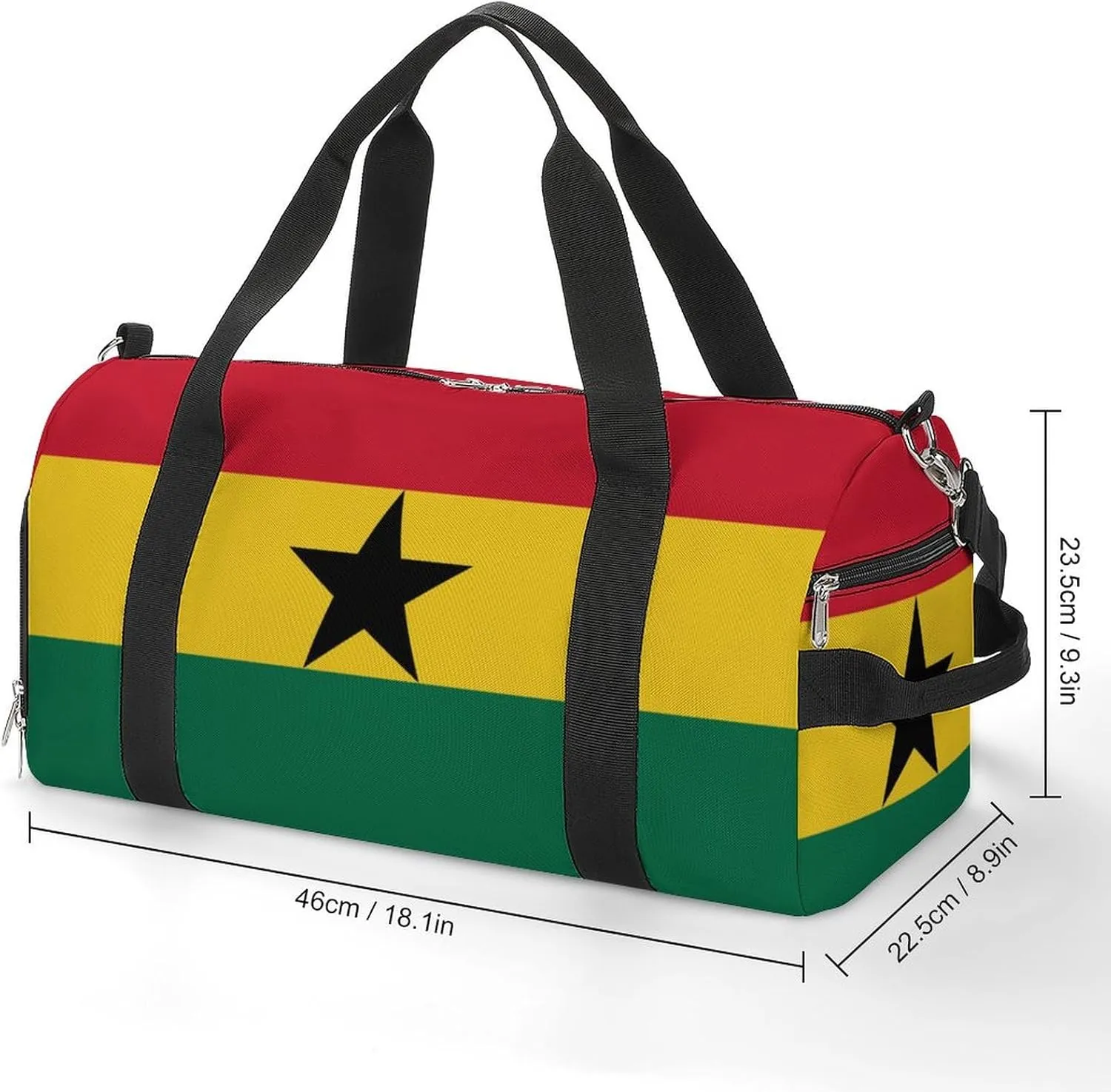 Ghana Flag Duffel Bag for Men Women with Wet Pocket Shoe Compartment