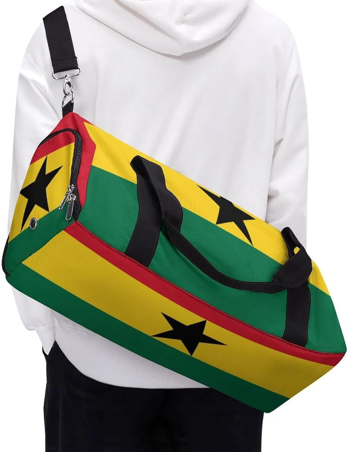 Ghana Flag Duffel Bag for Men Women with Wet Pocket Shoe Compartment