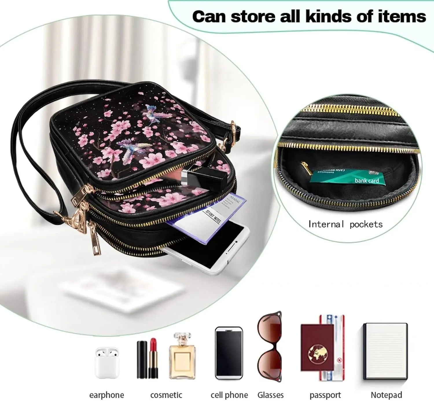 GIFTPUZZ Leather Crossbody Bags for Women Ladies Sling Handbags Medium Cross body Purses Handbags Soft