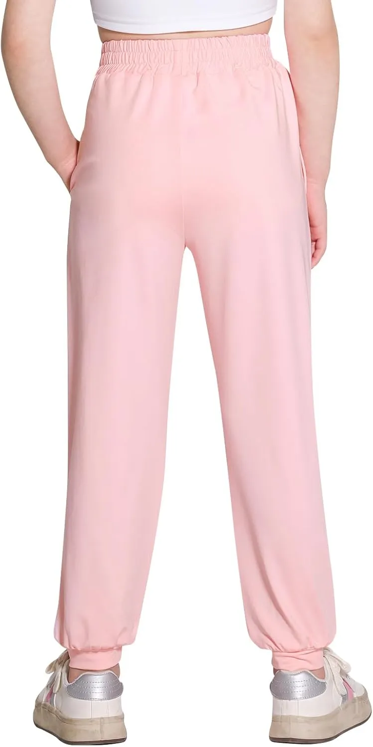 Girls Sweatpants Cooling Baggy Pants Lightweight Quick Dry Athletic Joggers with Pockets Lounge Jogging Pants 5-14Y
