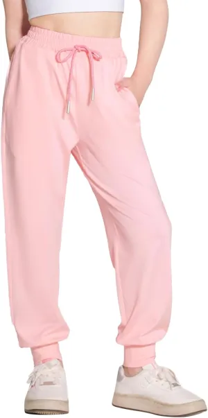 Girls Sweatpants Cooling Baggy Pants Lightweight Quick Dry Athletic Joggers with Pockets Lounge Jogging Pants 5-14Y