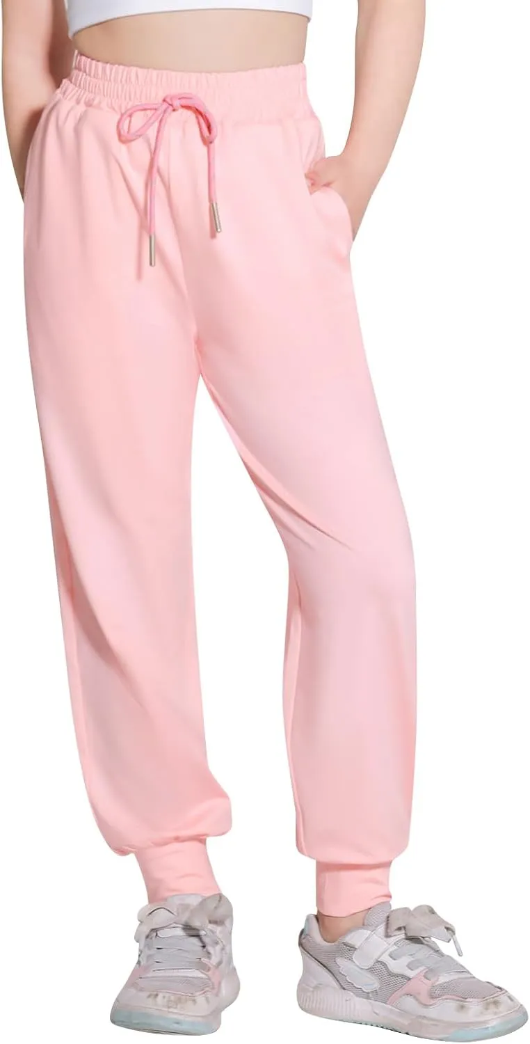 Girls Sweatpants Cooling Baggy Pants Lightweight Quick Dry Athletic Joggers with Pockets Lounge Jogging Pants 5-14Y