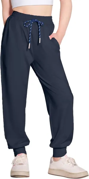 Girls Sweatpants Cooling Baggy Pants Lightweight Quick Dry Athletic Joggers with Pockets Lounge Jogging Pants 5-14Y