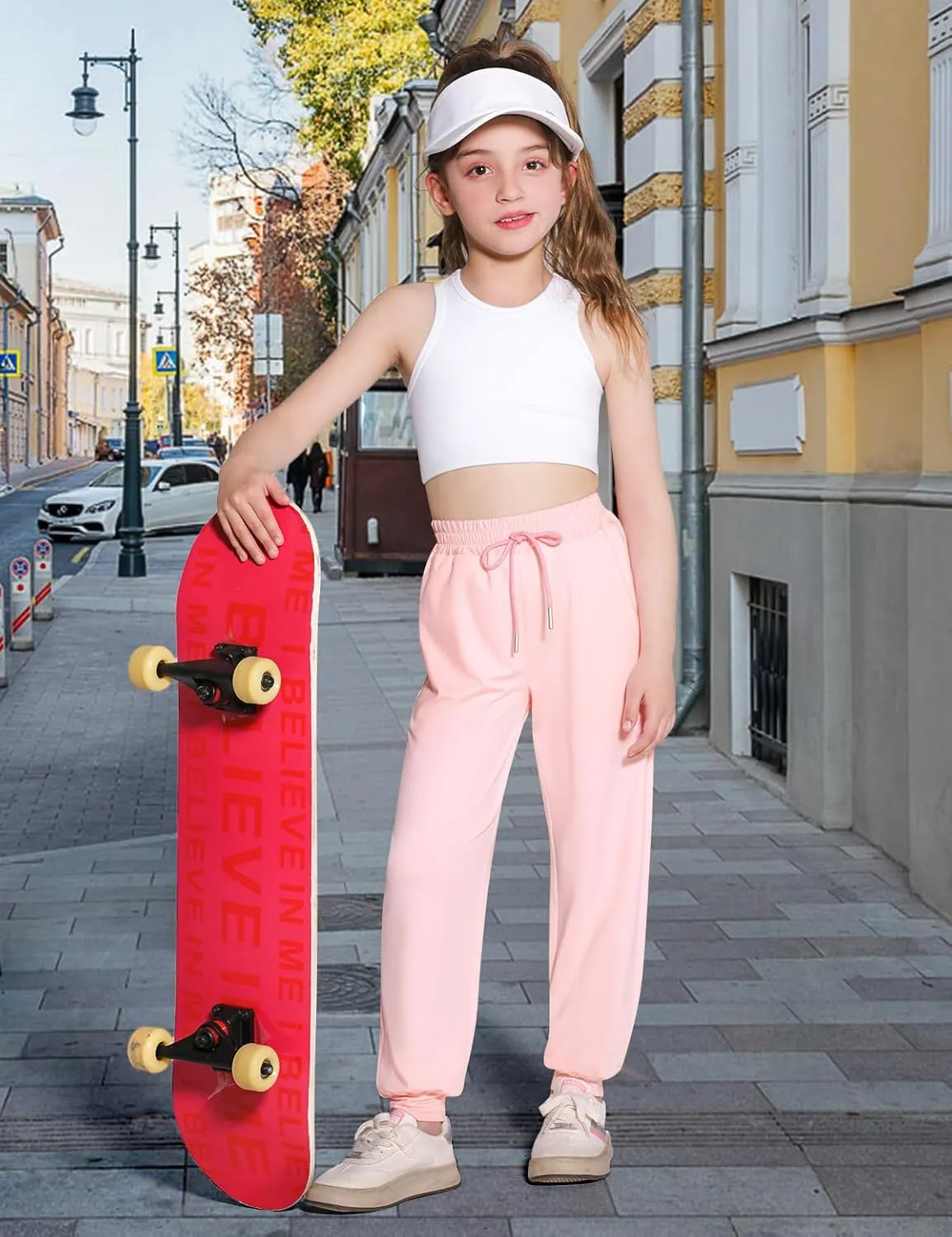 Girls Sweatpants Cooling Baggy Pants Lightweight Quick Dry Athletic Joggers with Pockets Lounge Jogging Pants 5-14Y