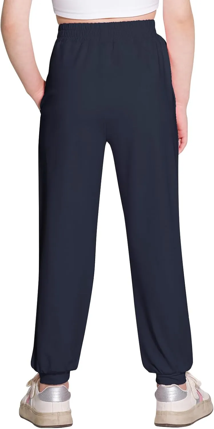 Girls Sweatpants Cooling Baggy Pants Lightweight Quick Dry Athletic Joggers with Pockets Lounge Jogging Pants 5-14Y