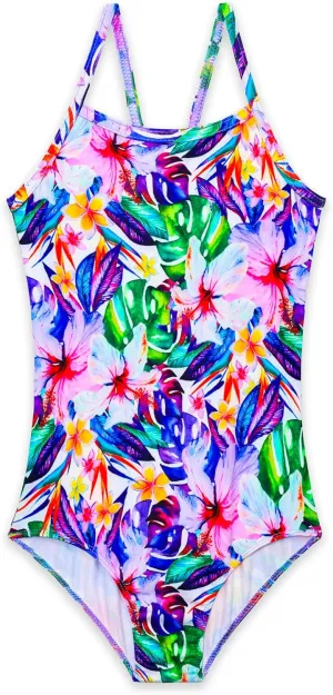 Girls Swimsuits One Piece Sleeveless Bathing Suit Breathable Swimwear for Kids Child Beach with Sun Protection