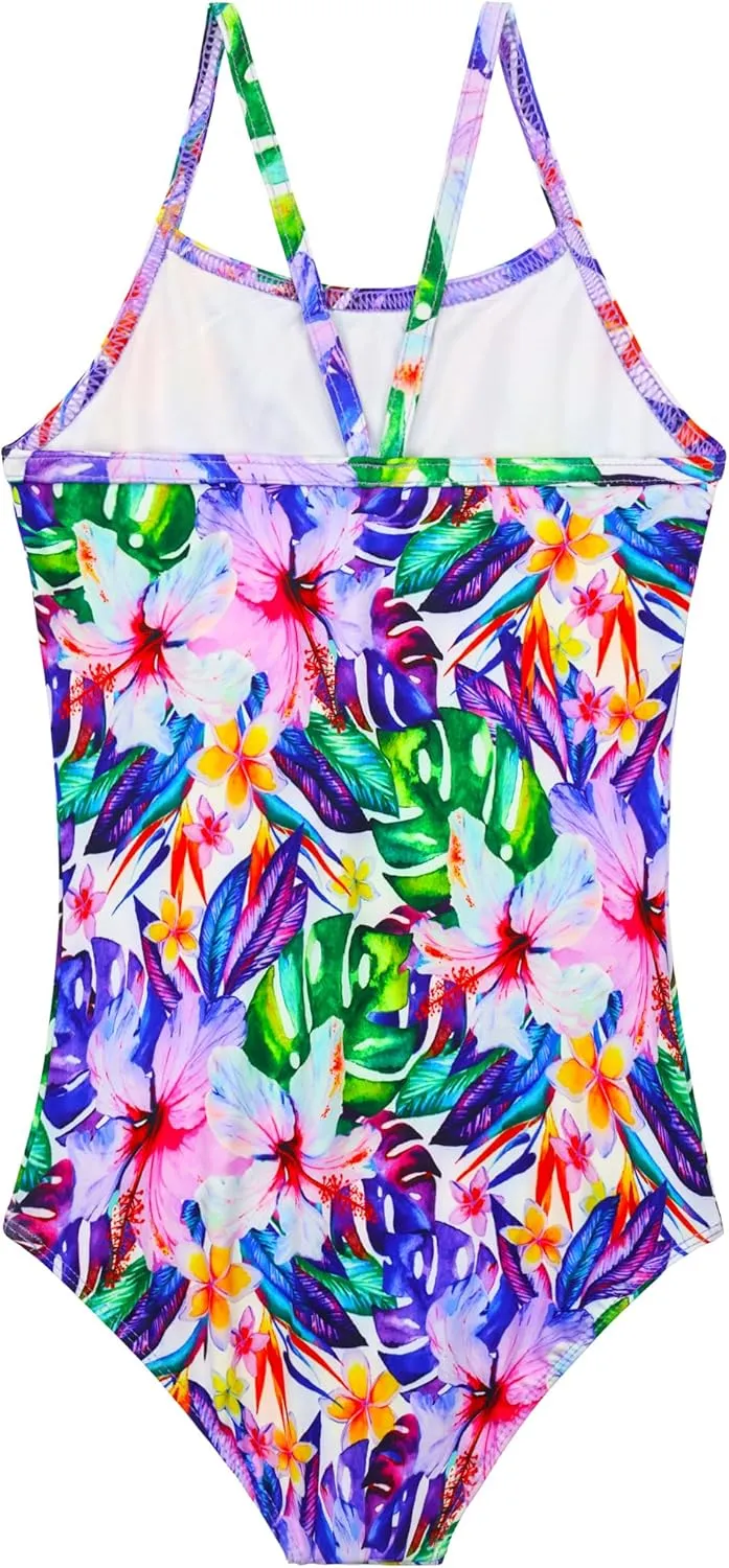 Girls Swimsuits One Piece Sleeveless Bathing Suit Breathable Swimwear for Kids Child Beach with Sun Protection
