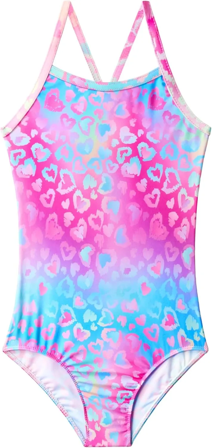 Girls Swimsuits One Piece Sleeveless Bathing Suit Breathable Swimwear for Kids Child Beach with Sun Protection