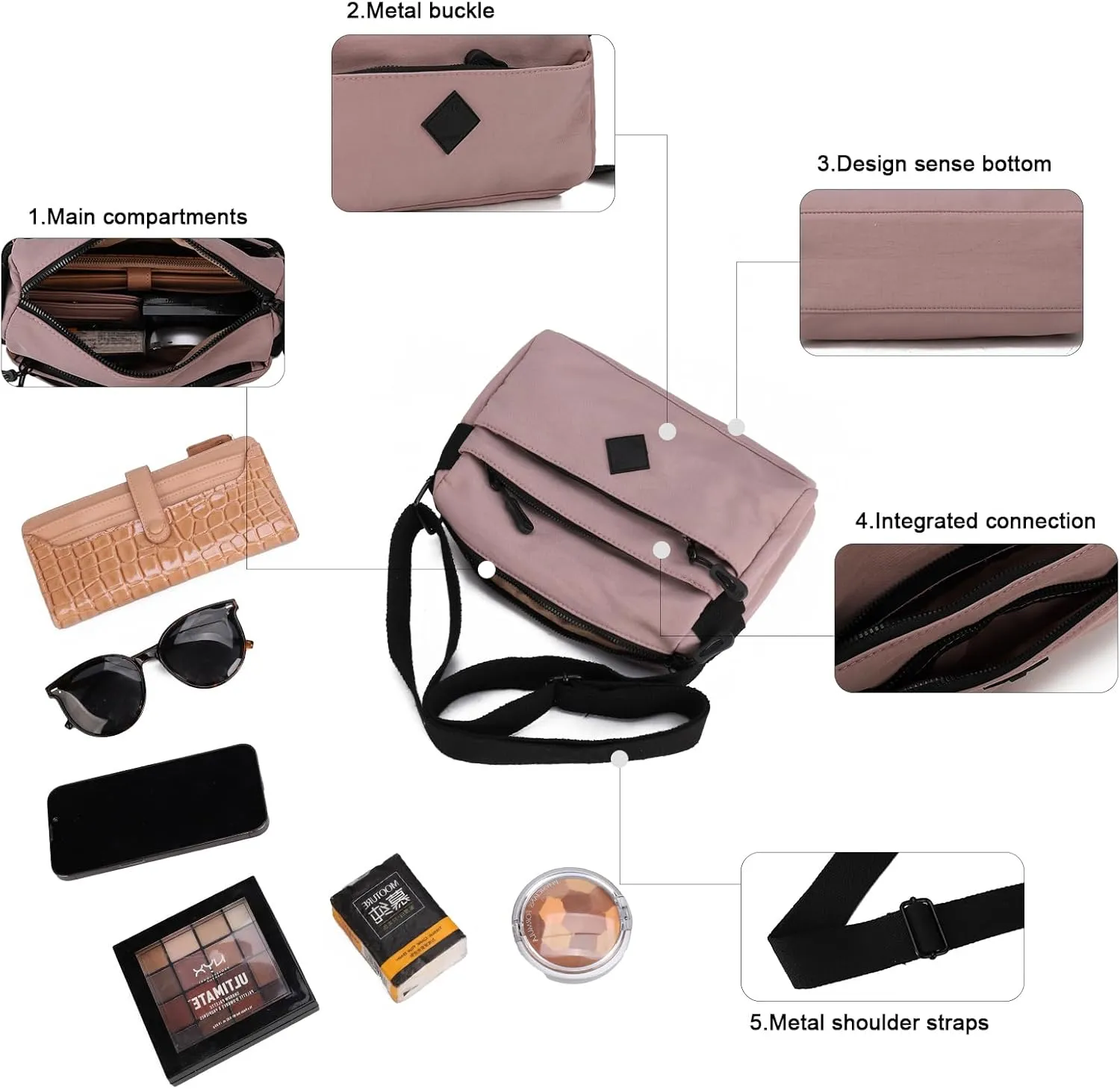 Gladdon Small Crossbody Bags for Women Shoulder Purses Nylon Cross Body Bag