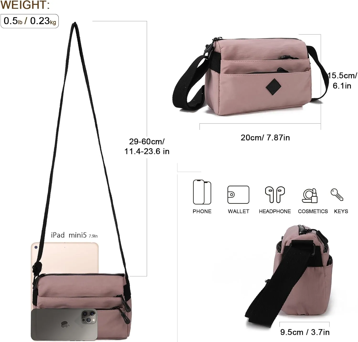 Gladdon Small Crossbody Bags for Women Shoulder Purses Nylon Cross Body Bag