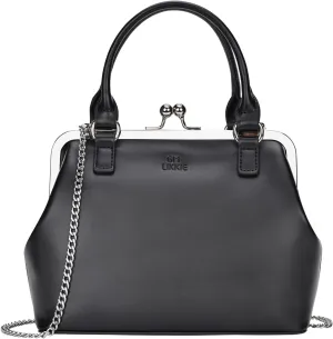 GM LIKKIE Kiss Lock Purses and Handbags, Vintage PU Leather Clutch Purses for Women, Top Handle Evening Handbag
