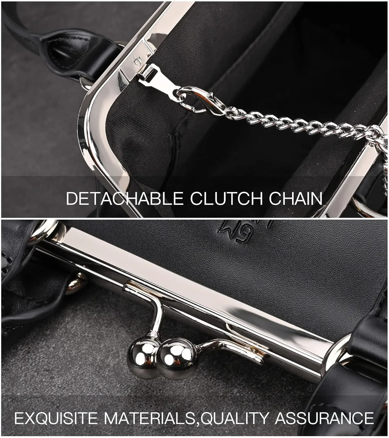 GM LIKKIE Kiss Lock Purses and Handbags, Vintage PU Leather Clutch Purses for Women, Top Handle Evening Handbag