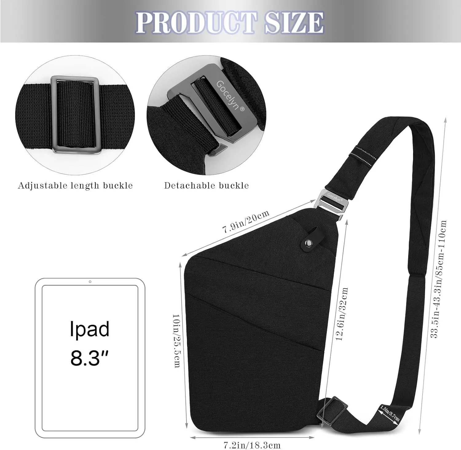 Gocelyn Anti-Theft Crossbody Bag Multi-pocket Chest Bag Sling Shoulder Bag For Men’s Women’s Travel Walking Hiking Cruise