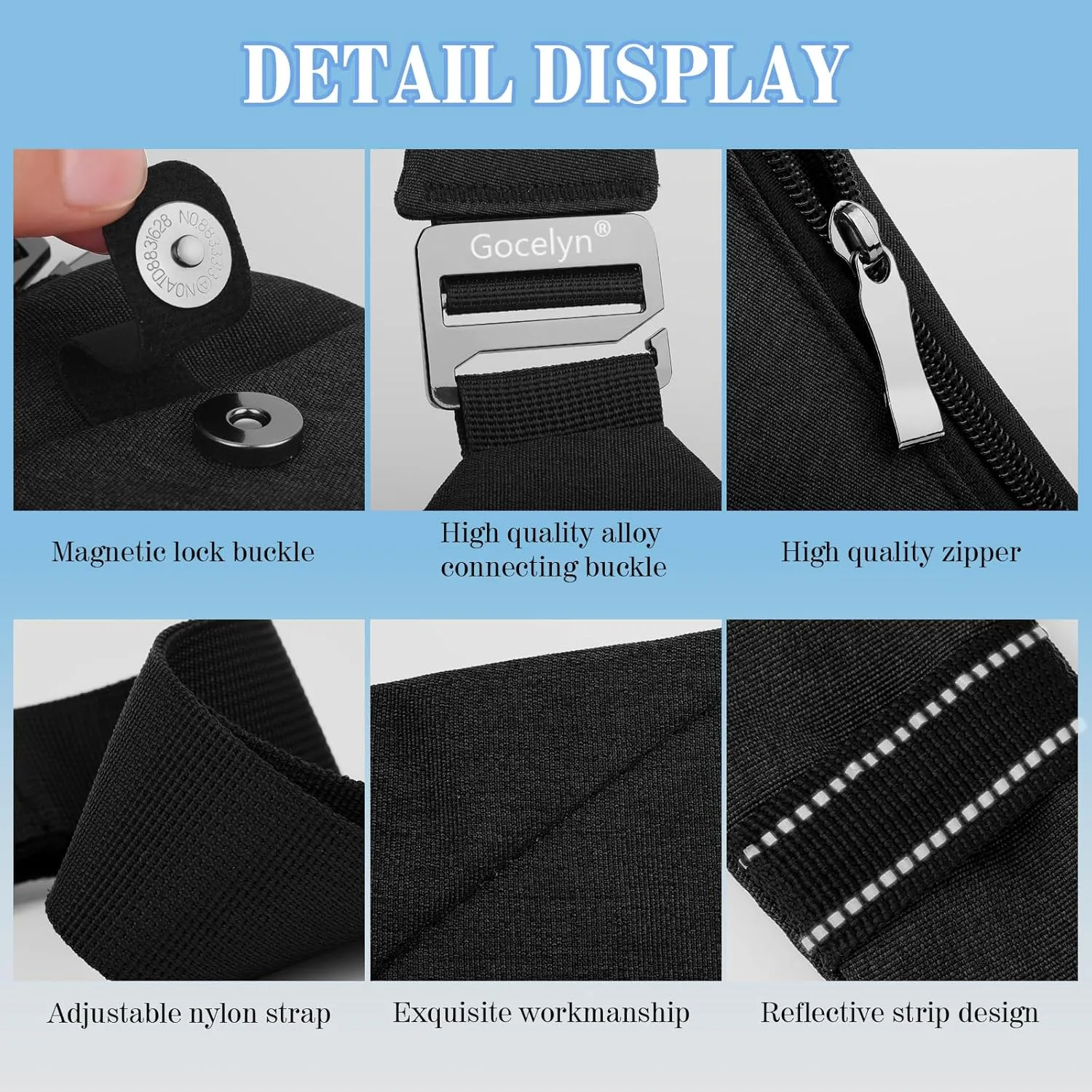 Gocelyn Anti-Theft Crossbody Bag Multi-pocket Chest Bag Sling Shoulder Bag For Men’s Women’s Travel Walking Hiking Cruise