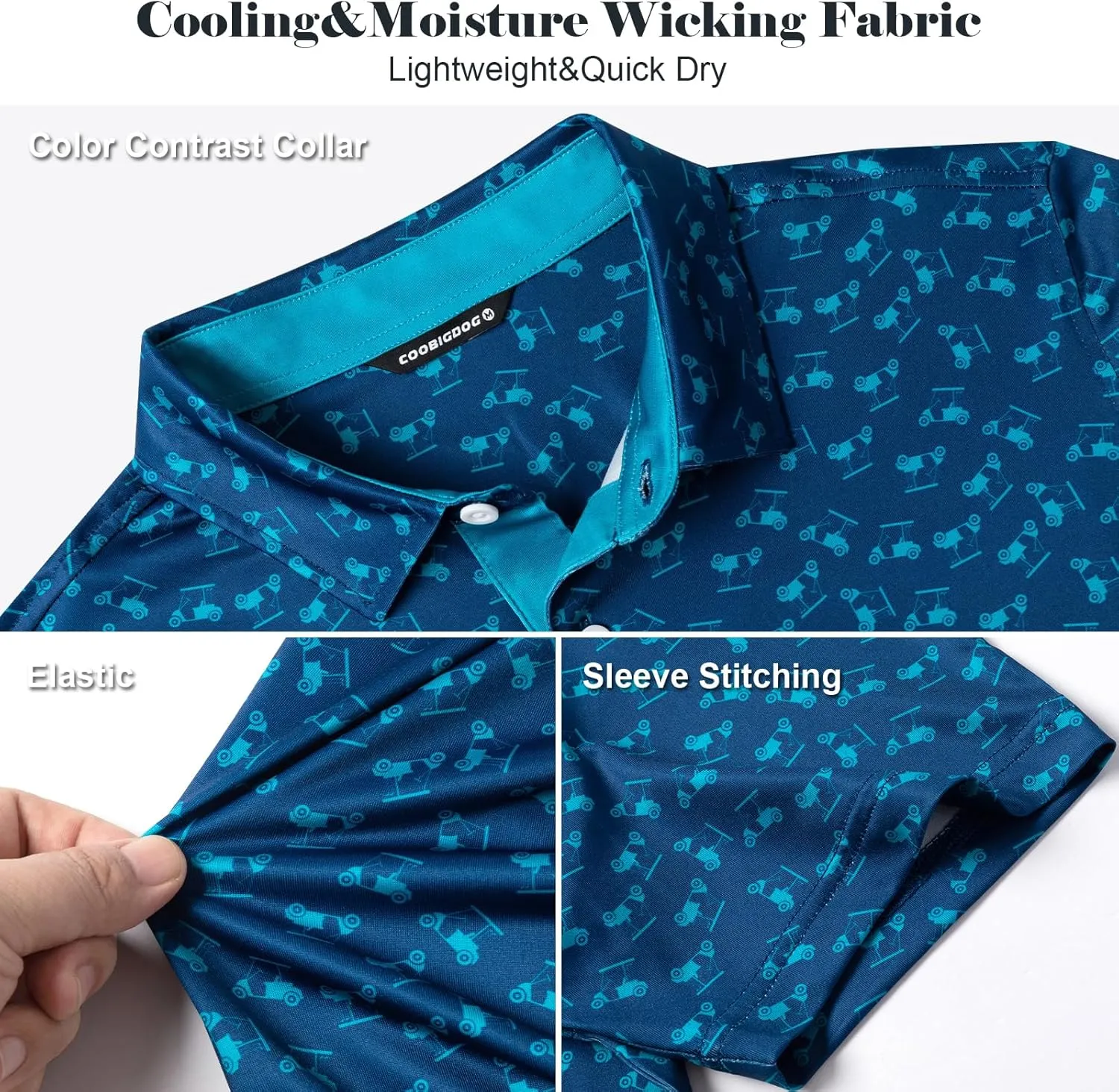 Golf Shirts for Men Dry Fit Funny Print Moisture Wicking Shirts Short Sleeve Quick Dry Collared Men's Polo Shirt
