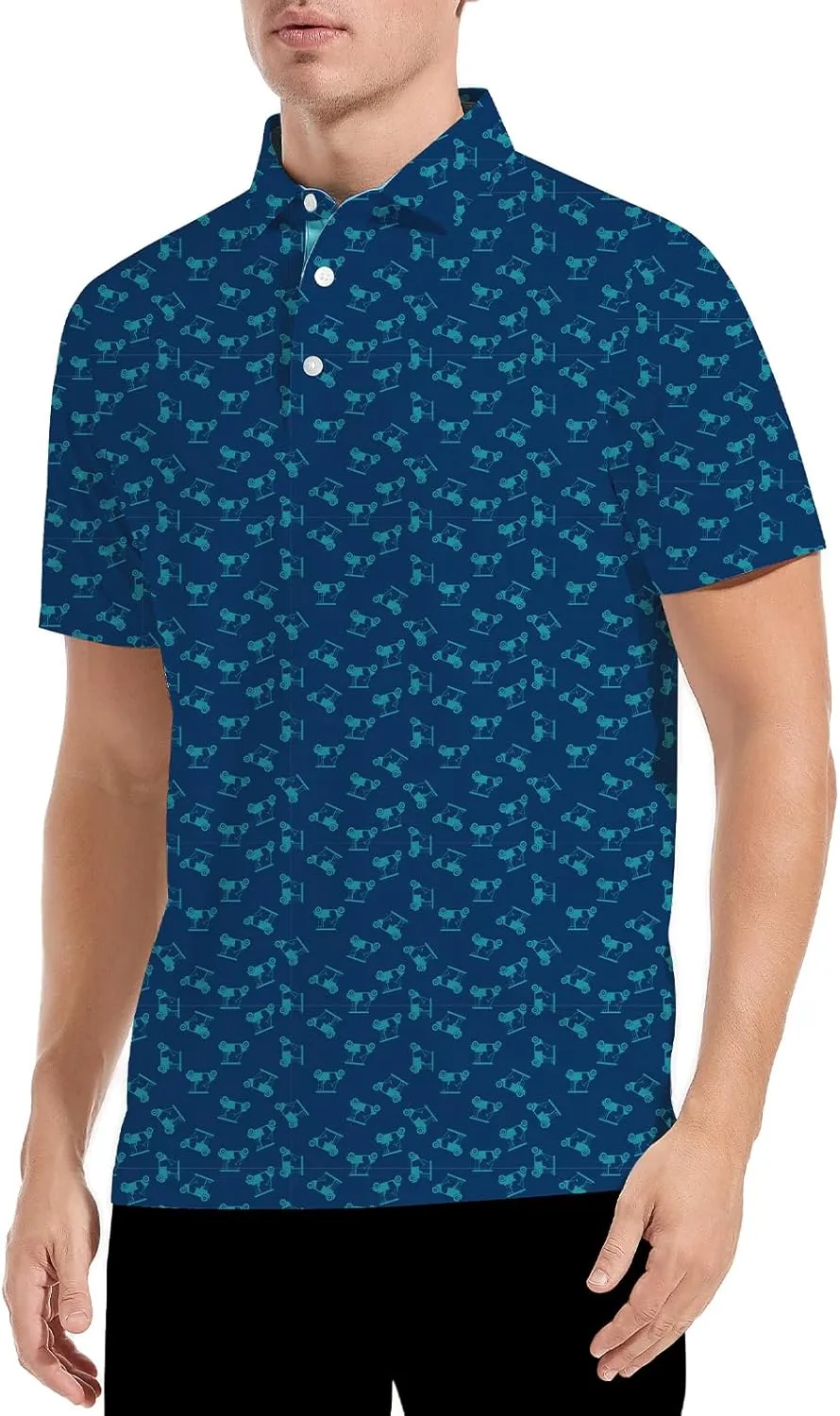 Golf Shirts for Men Dry Fit Funny Print Moisture Wicking Shirts Short Sleeve Quick Dry Collared Men's Polo Shirt