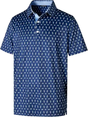 Golf Shirts for Men Dry Fit Funny Print Moisture Wicking Shirts Short Sleeve Quick Dry Collared Men's Polo Shirt