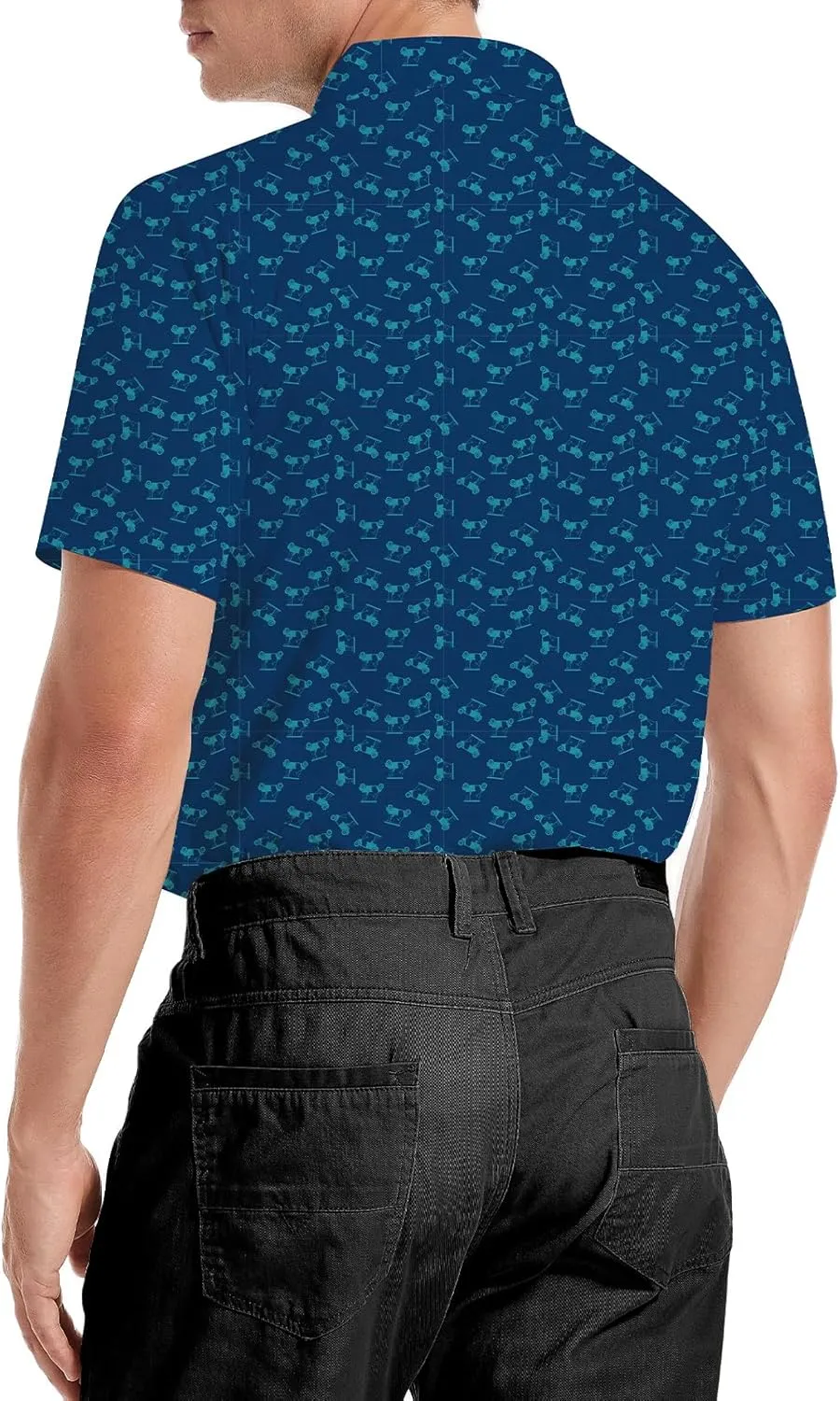 Golf Shirts for Men Dry Fit Funny Print Moisture Wicking Shirts Short Sleeve Quick Dry Collared Men's Polo Shirt