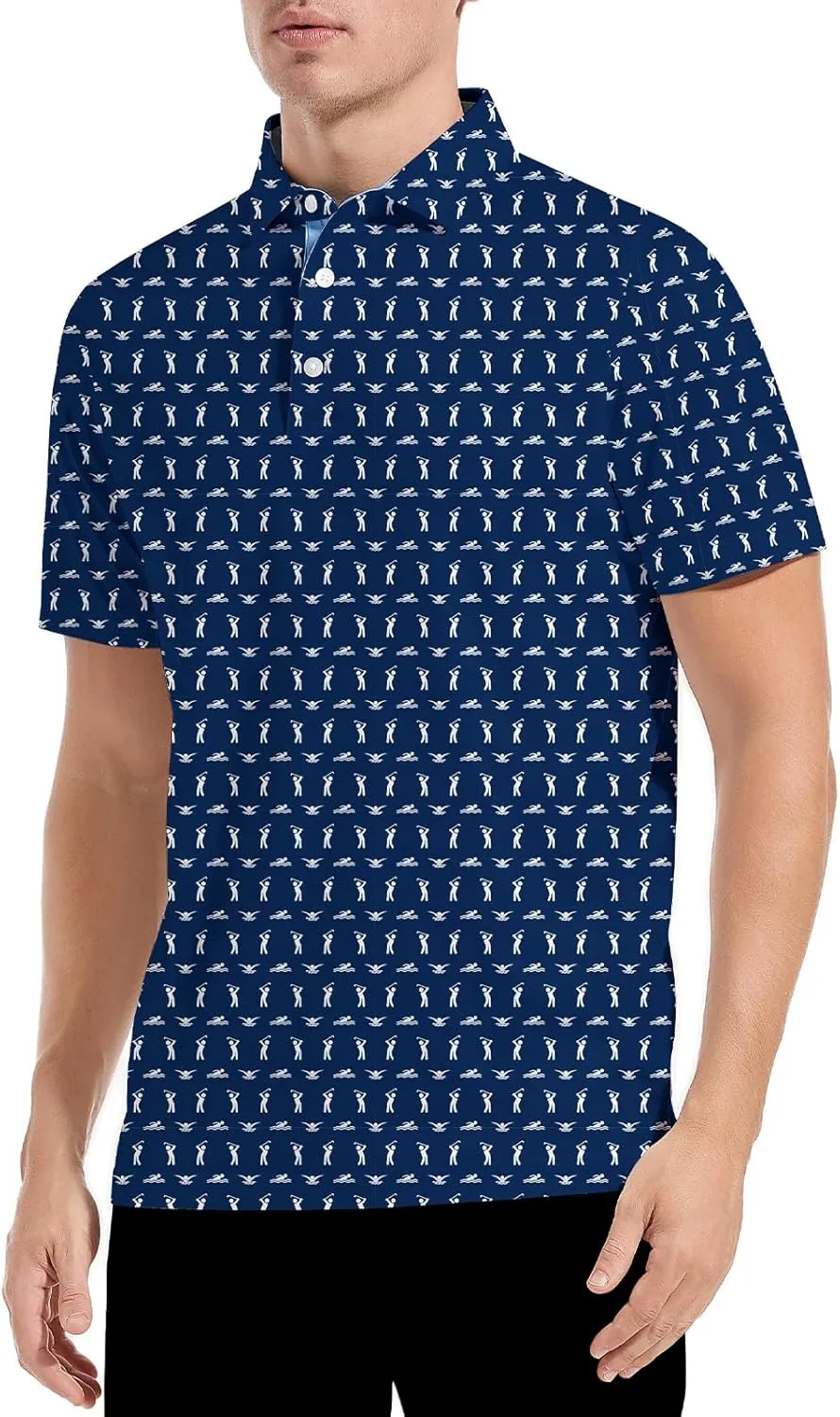 Golf Shirts for Men Dry Fit Funny Print Moisture Wicking Shirts Short Sleeve Quick Dry Collared Men's Polo Shirt