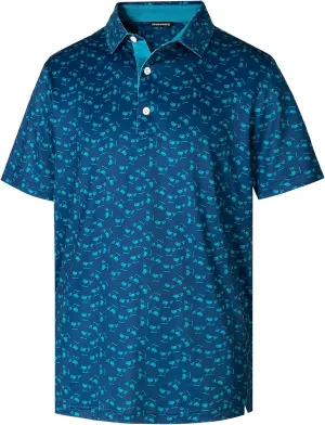 Golf Shirts for Men Dry Fit Funny Print Moisture Wicking Shirts Short Sleeve Quick Dry Collared Men's Polo Shirt