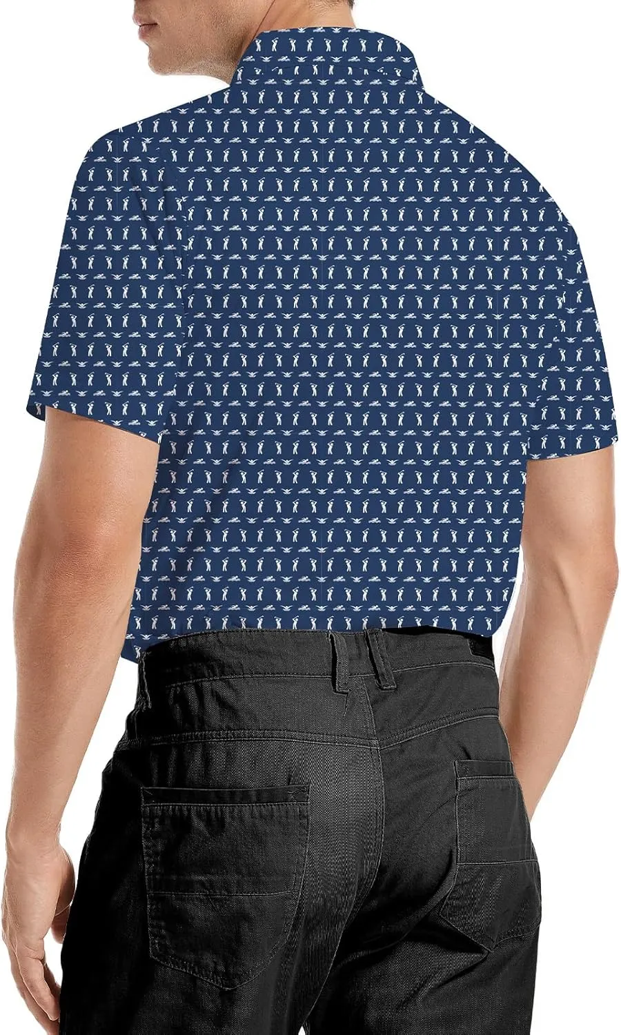 Golf Shirts for Men Dry Fit Funny Print Moisture Wicking Shirts Short Sleeve Quick Dry Collared Men's Polo Shirt