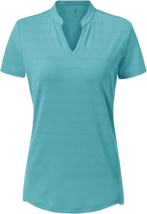 Gopune Women's V Neck Golf Polo Shirts Collarless Short Sleeve Lightweight Quick Dry Tennis Running T-Shirts