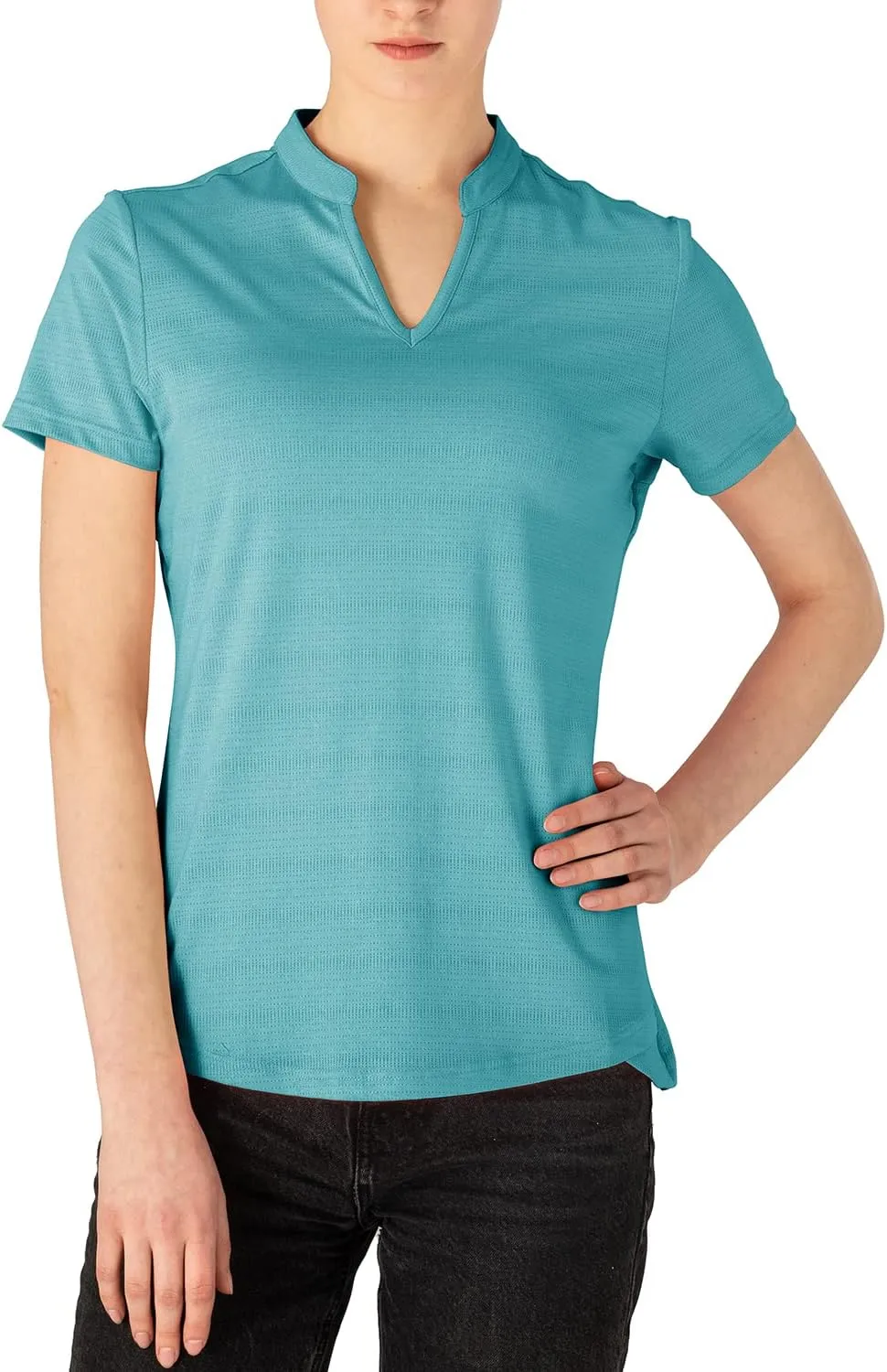 Gopune Women's V Neck Golf Polo Shirts Collarless Short Sleeve Lightweight Quick Dry Tennis Running T-Shirts