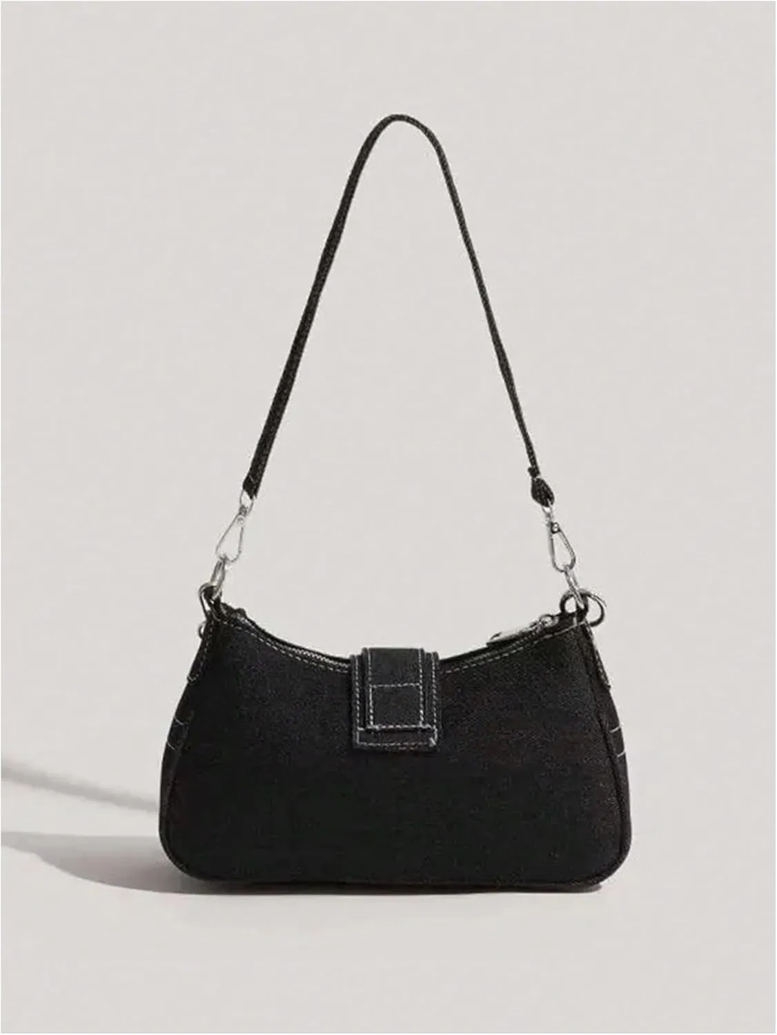 GORGLITTER Women's Buckle Shoulder Bag Y2K Chain PU Leather Clutch Shoulder Handbags