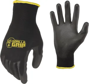 Gorilla Grip Gloves, Max Grip, All Purpose Work Gloves, Slip Resistant, Nylon Shell, Medium, 15 Pairs, Black