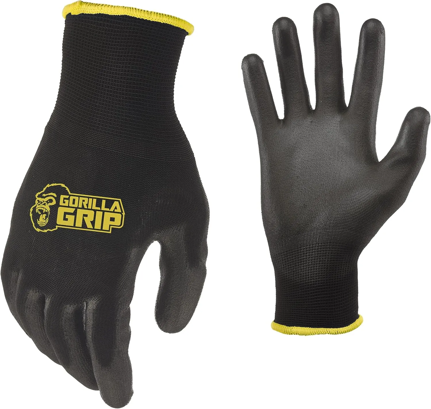 Gorilla Grip Gloves, Max Grip, All Purpose Work Gloves, Slip Resistant, Nylon Shell, Medium, 15 Pairs, Black