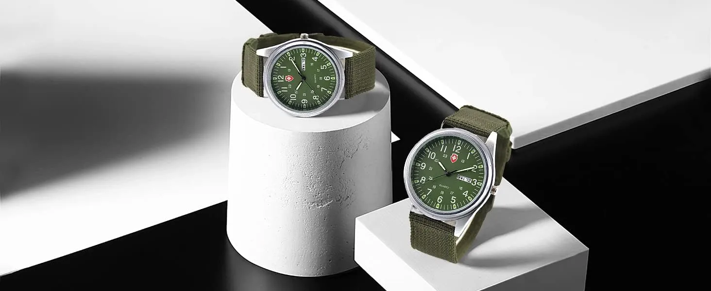 Gosasa Unisex Military Watches Sport Textile Nylon Strap Stylish Men Watch Luminous Fashion Watches Analog Display Quartz Waterproof Casual Wristwatch