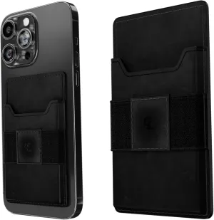 Groove Life Black Leather Groove Wallet Go - Men's Minimalist Interchangeable microsuction technology Credit Card Holder with Magsafe, cash strap. Lifetime Coverage