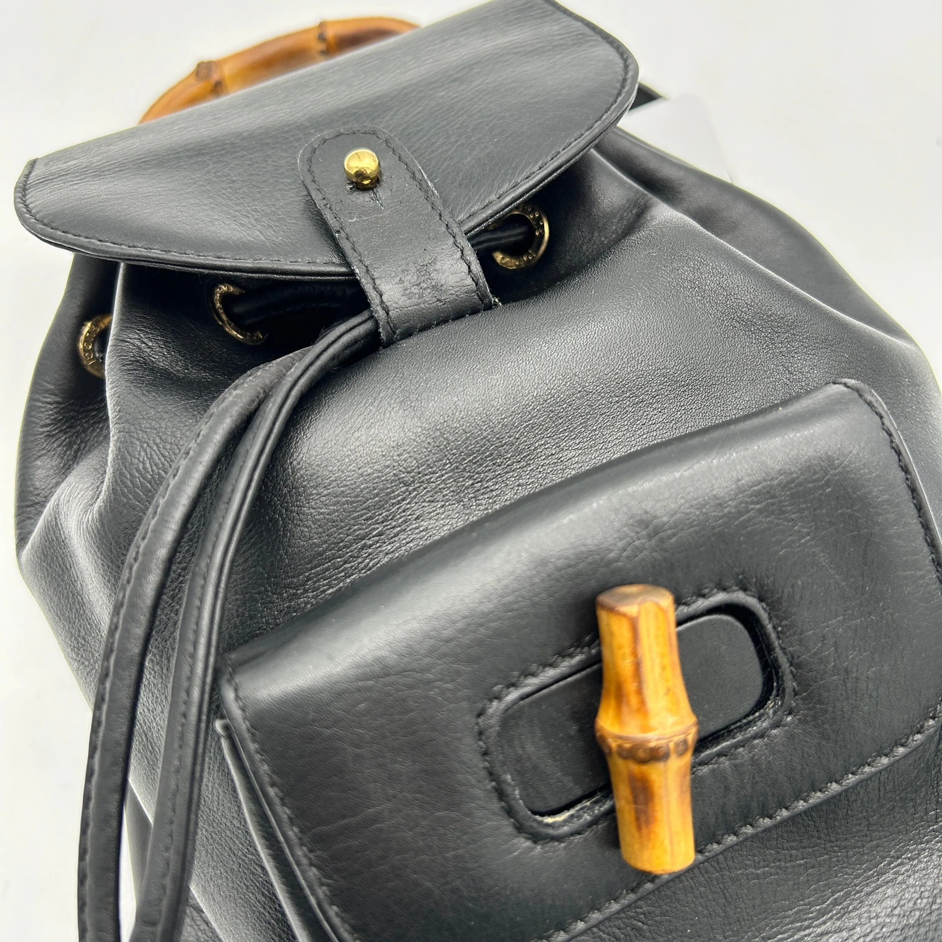 GUCCI Bamboo Backpack Leather Black gu8817dn