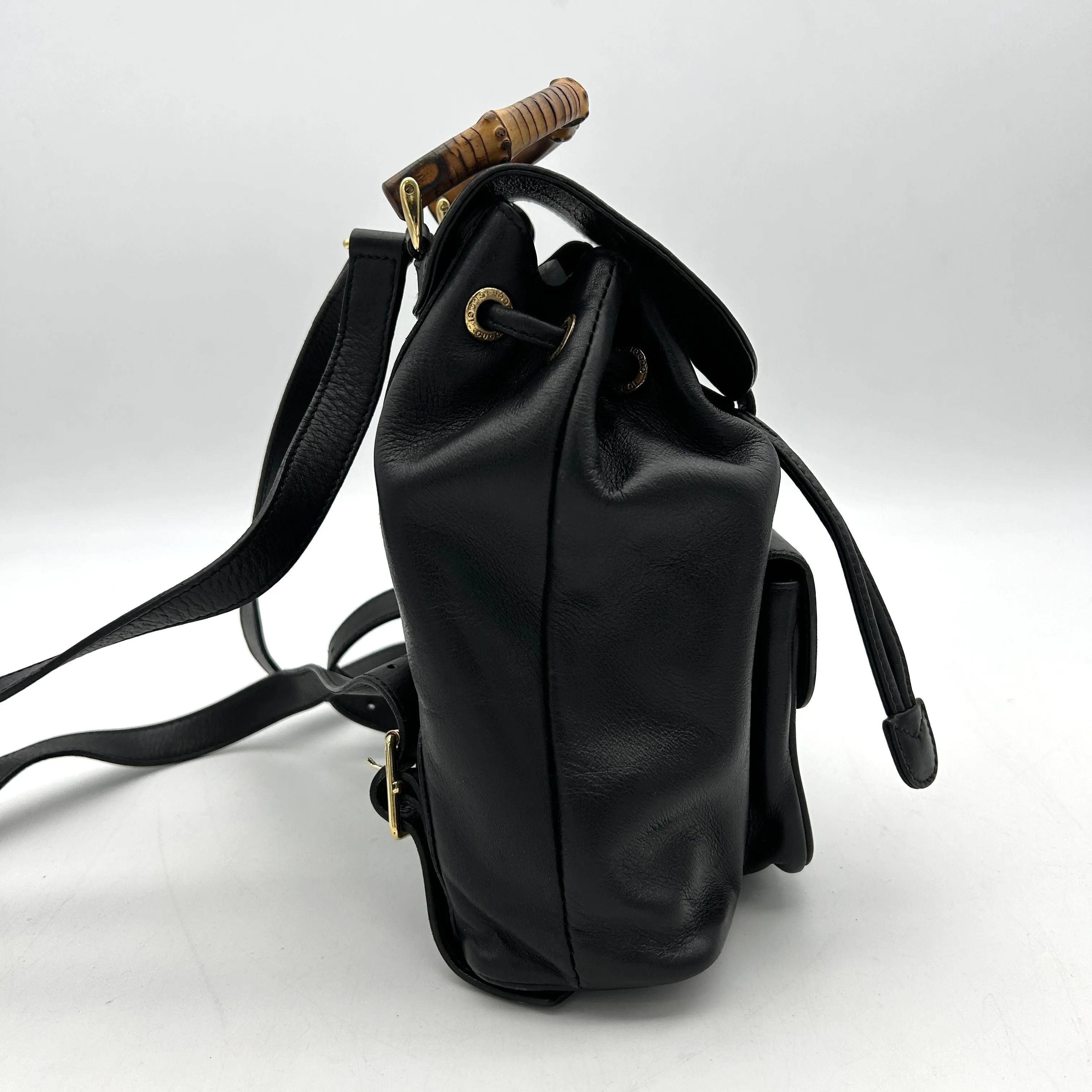 GUCCI Bamboo Backpack Leather Black gu8817dn