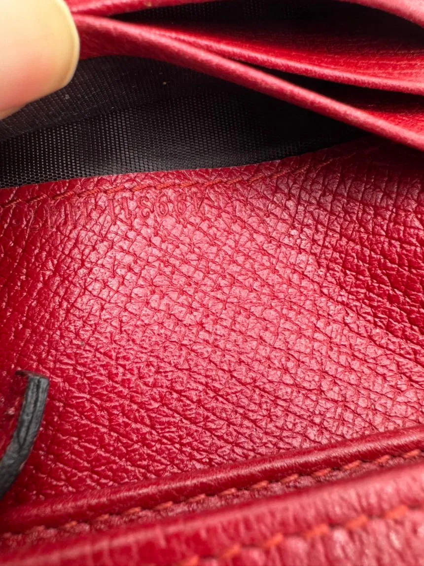 Gucci Embroidered Flowers Short Wallet Red