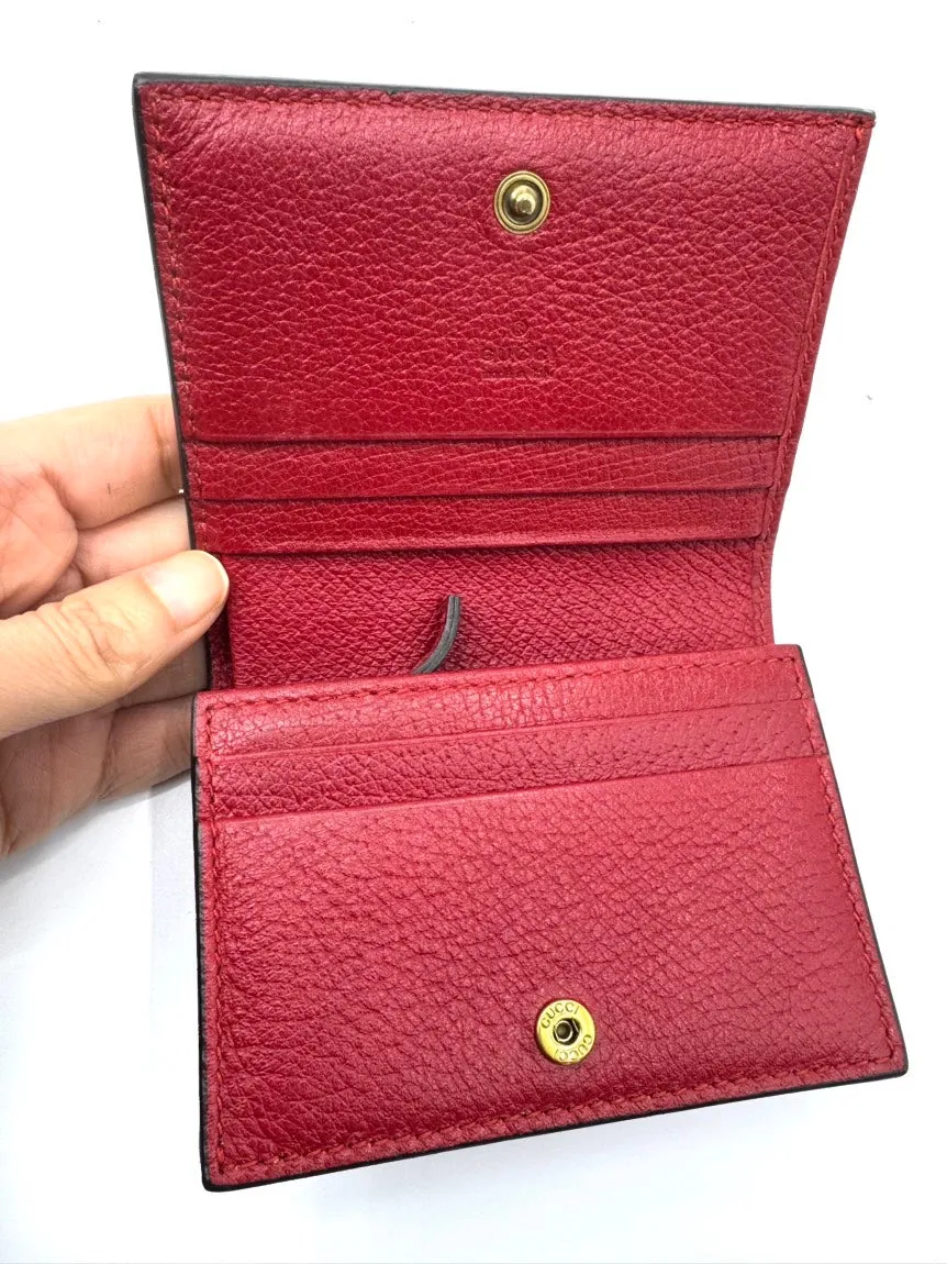 Gucci Embroidered Flowers Short Wallet Red