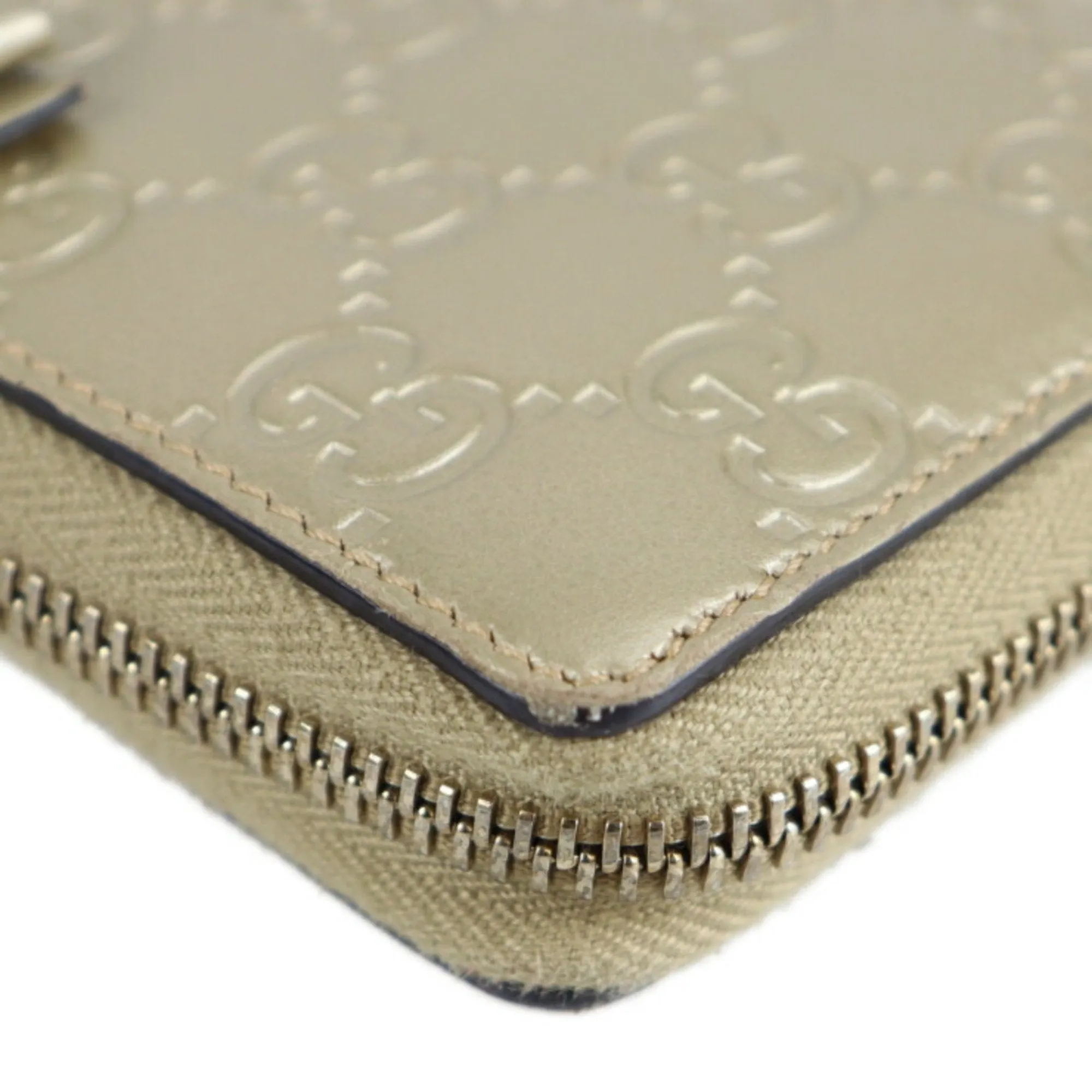 GUCCI Gucci sima long wallet 388680 leather champagne gold ribbon